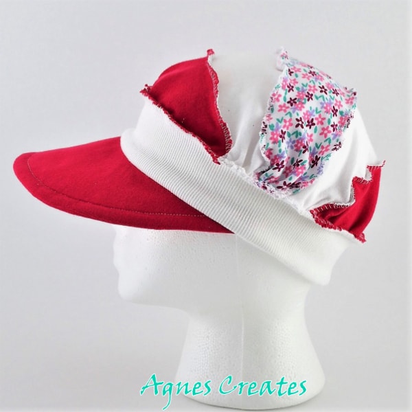 learn how to sew a visor hat using old t-shirts! Get free pattern and sew a beautiful summer hat with visor!