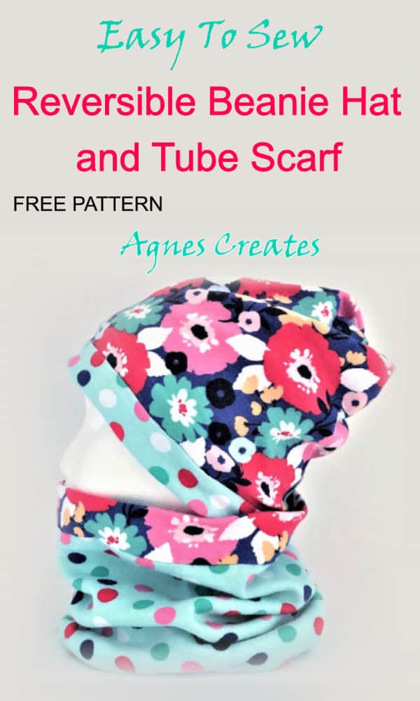 Learn how to sew a beanie hat and a tube scarf! Beanie hat free pattern is included and also follow my detailed tutorial!