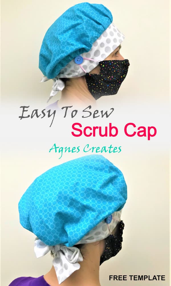 Learn how to easy diy surgical scrub hat! Follow my free printable scrub cap pattern and tutorial!