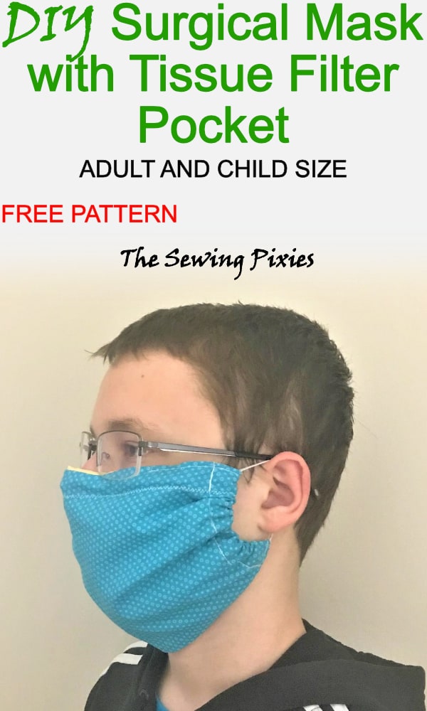 Learn how to sew face mask with filter pocket and nose wire! Free tutorial and free pattern on how to sew a surgical face mask is included!