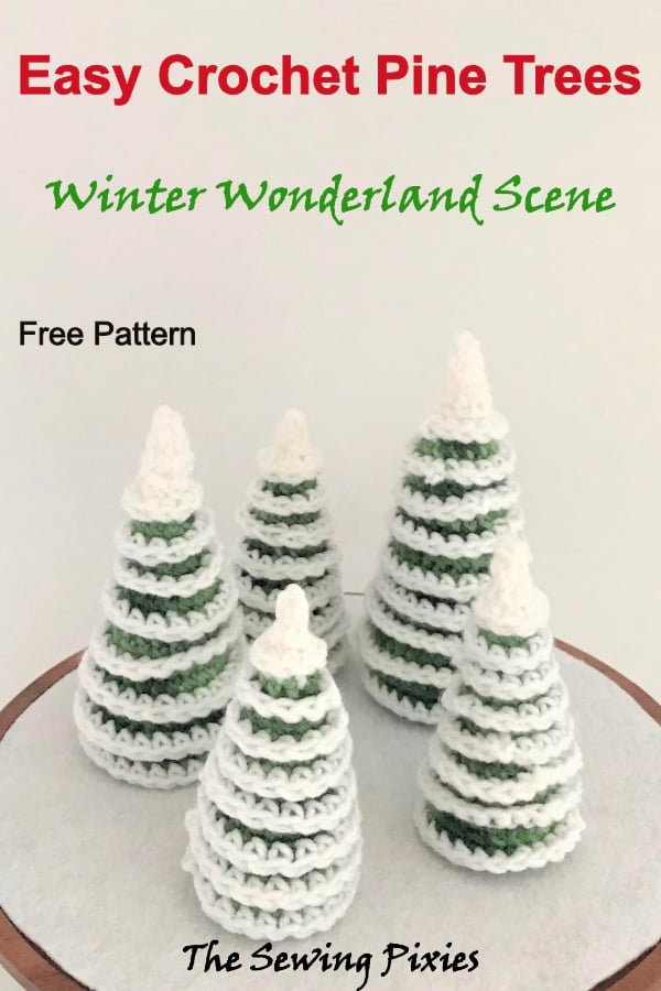 Easy crochet pine trees free pattern and tutorial, #crochetpinetrees, #easycrochetpinetrees, #freecrochetpinepattern
