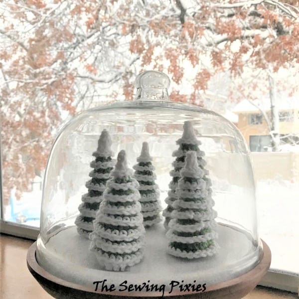 Easy crochet pine trees winter wonderland scene