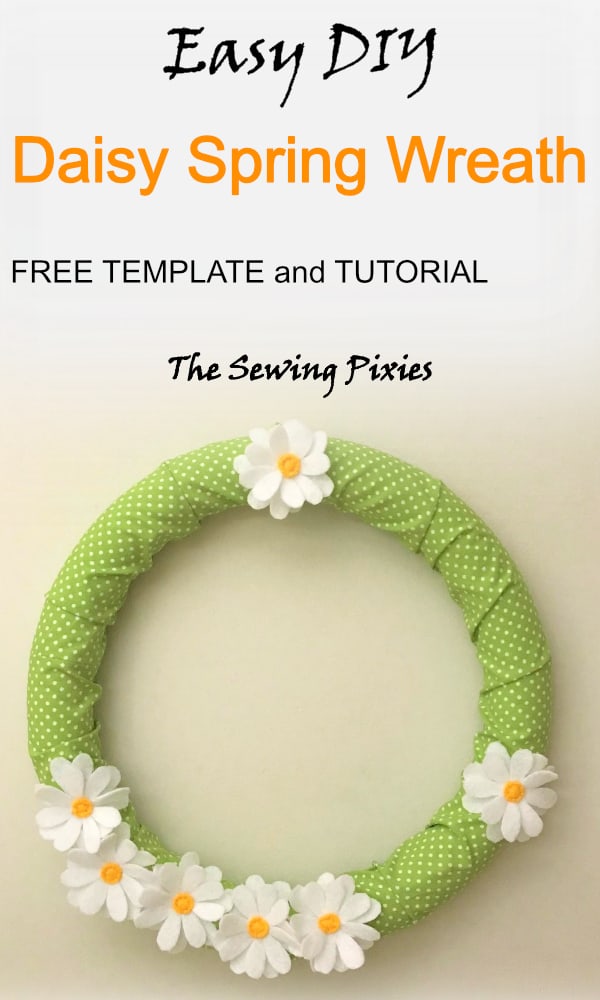 Easy to make a spring wreath with felt daisies! Follow my free pattern on how to make fabric spring wreath to decorate your door!