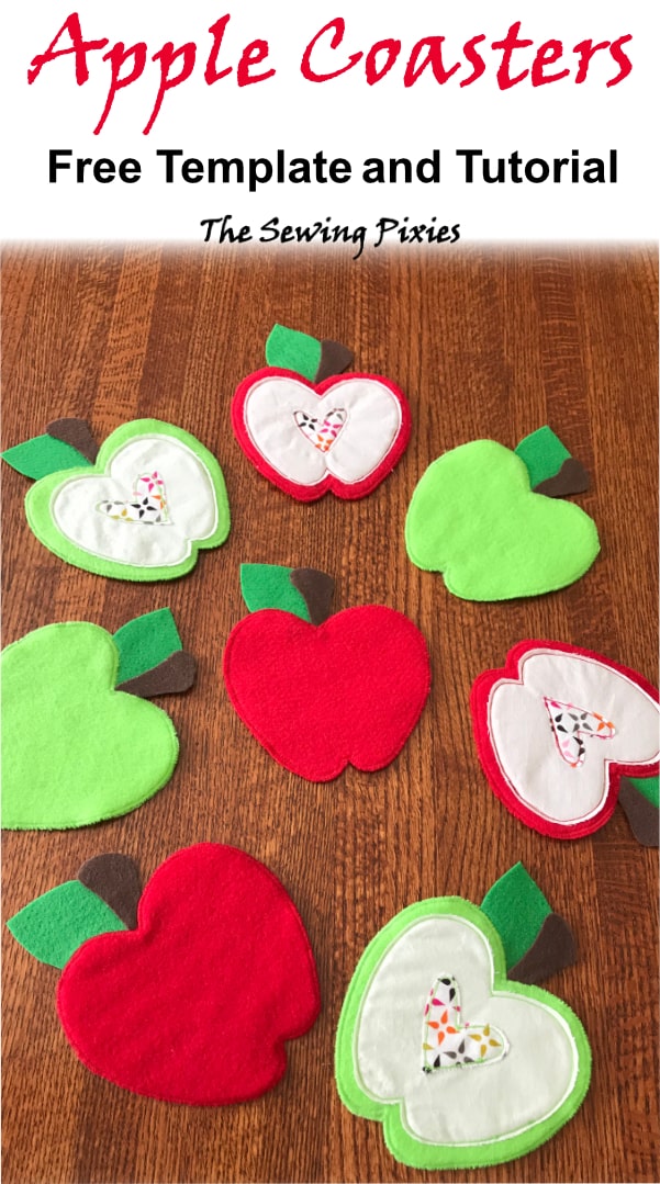 Learn how to sew felt apple coasters following my free pattern and tutorial! DIY felt coasters for a perfest handmade gift!