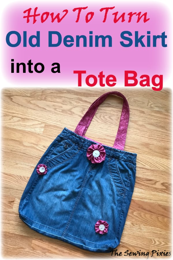 Old denim skirt tote bag is a perfect way to upcycle, #oldjeansproject, #olddenimtotebag, #oldjeansbag