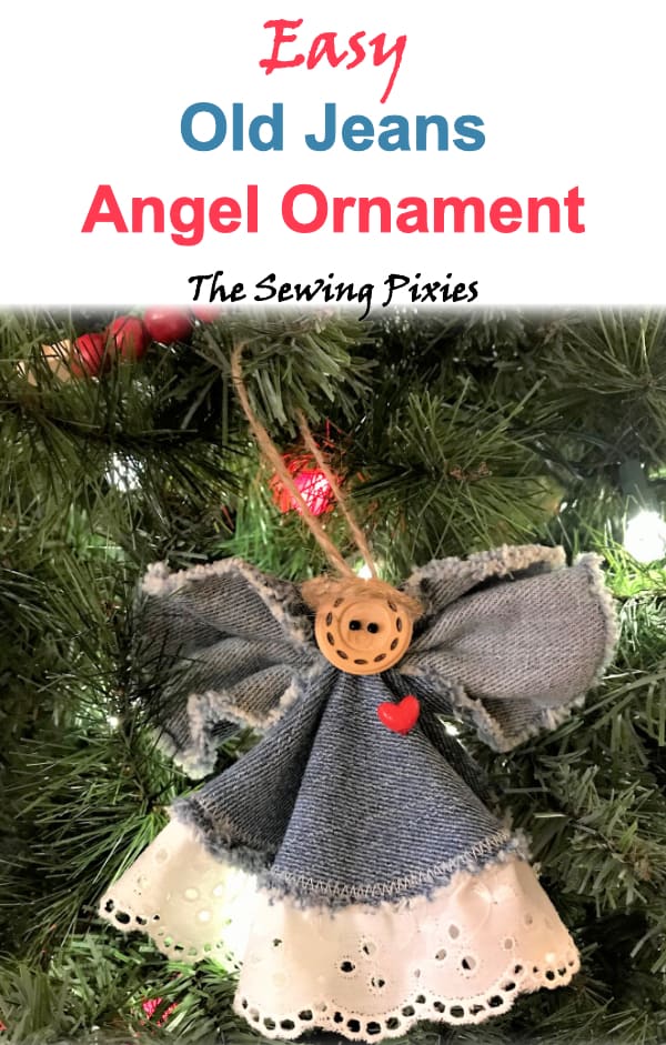 Easy angel old jeans christmas ornament, #oldjeansornament, #reuseoldjeans, #oldjeansangelornament, #angelornamentidea