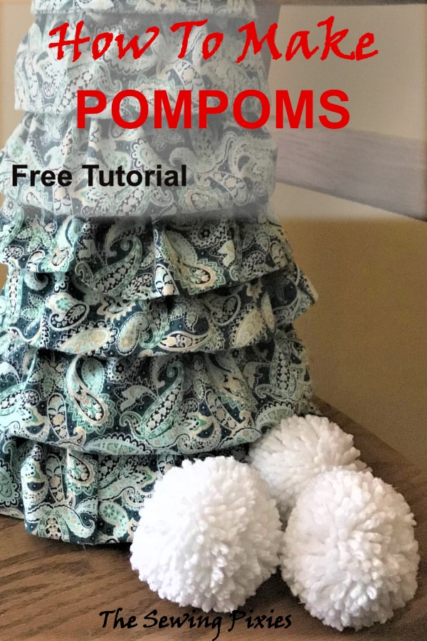 Free pompom tutorial and fabric cone christmas tree #pompomtutorial, #conechristmastree, #fabricconetree