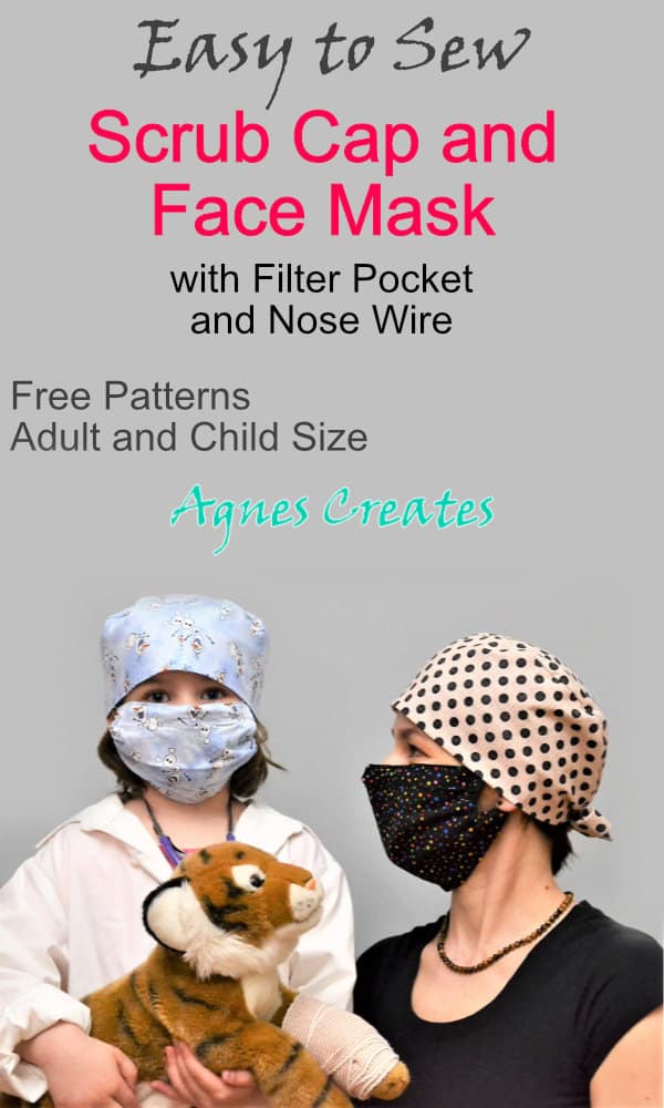 Learn how to sew a surgical cap and face mask! Get free printable pattern and lern how to sew a surgeon set pretend play toys!