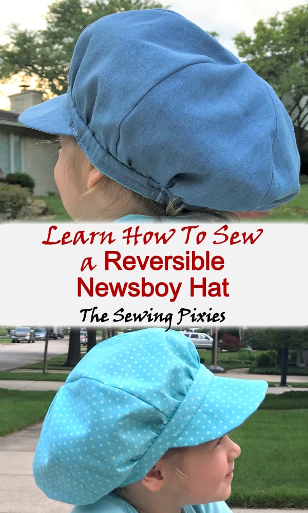 Learn how to sew a reversible newsboy hat