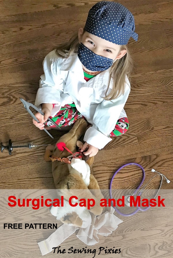 sew surgical cap and mask pretend play free pattern