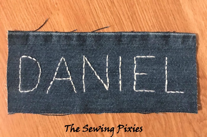 Let’s start with a name tags for the upcycled old jeans stockings