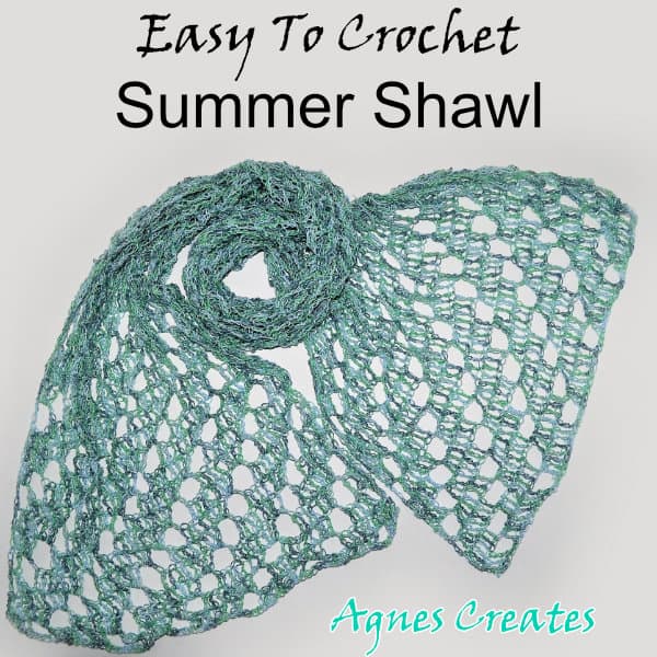 Follow my free summer shawl crochet pattern and learn how to crochet diagonal eyelets pattern!