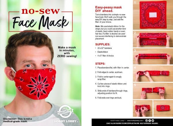 DIY no-sew bandana face mask free tutorial!