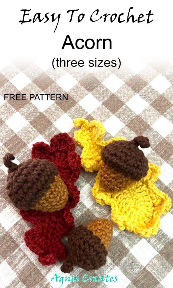 Follow my acorn crochet pattern, that is a perfect addition to fall crochet pattern! 