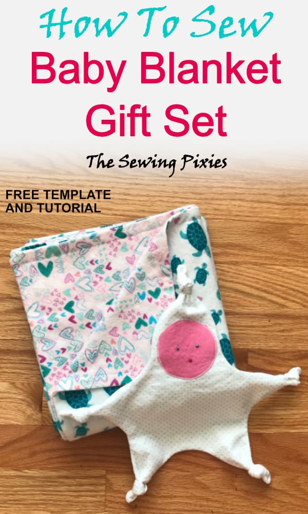 Learn how to sew a baby blanket gift set using flannel fabric! Includes soothing toy sewing pattern and tutorial!