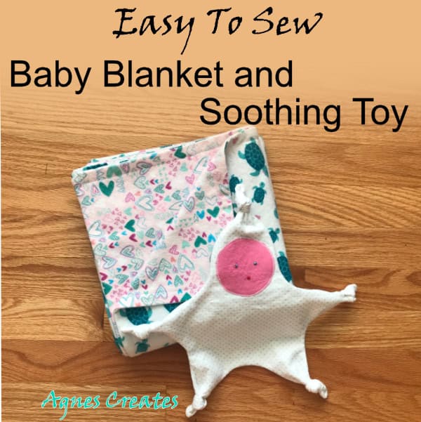 Follow my baby blanket sewing step-by-step tutorial. Learn how to sew a receiving blanket and soothing toy! A perfect handmade baby shower gift idea!