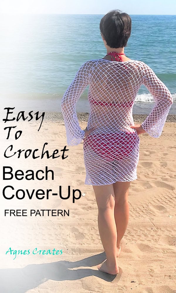 Get my beach cover up crochet pattern easy! Learn how to crochet a mesh cover up, perfect for cool summer nights!