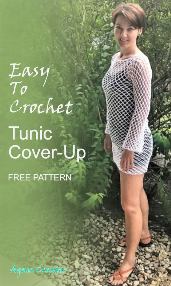Follow my beach cover up crochet pattern! Learn how to crochet trellis stitch in the rounds. Makes perfect summer cover up tunic crochet pattern idea!