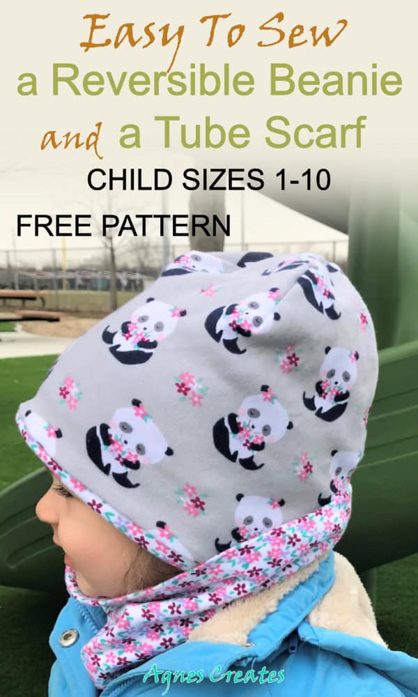 Learn how to sew beanie hat for your child! Follow my free beanie hat sewing pattern and step by step instructions! Also. free tube scarf sewing pattern included!