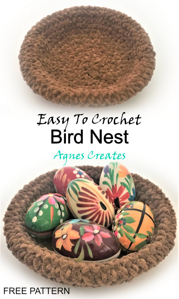 Free nest crochet pattern for nesting chicks! Perfect crochet Easter decor idea!