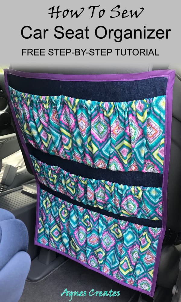 Follow my car seat organizer free sewing pattern! Includes detailed step-by-step tutorial on how to sew an organizer for a car. 