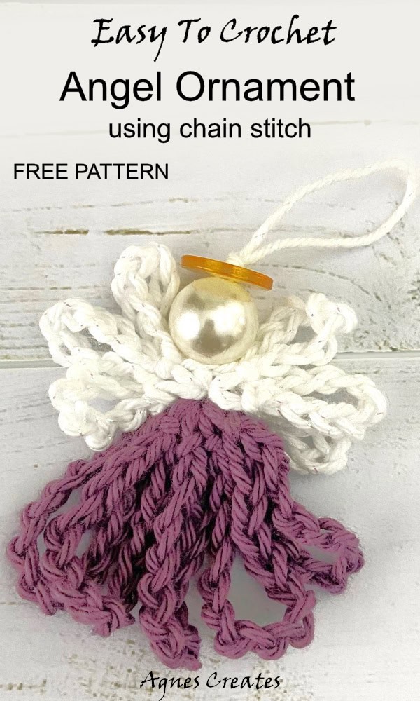 Learn how to crochet an angel ornament using a chain stitch! It makes a perfect crochet gift idea! A beginner freindly crochet pattern.
