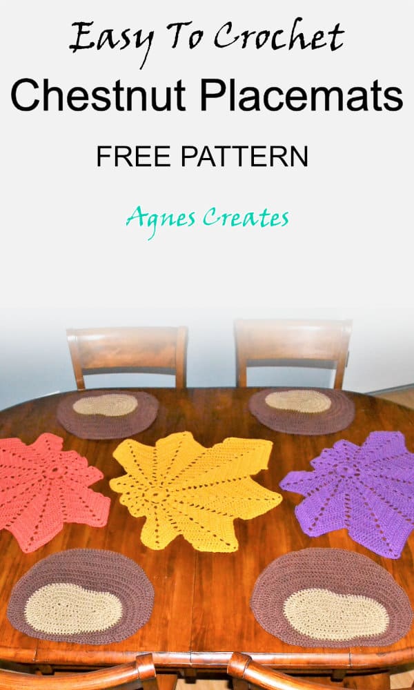 Learn how to crochet fall placemats! Follow free chestnut crochet pattern!