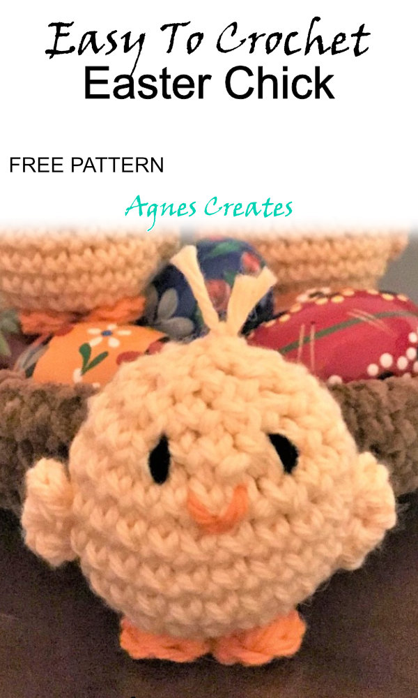 Follow a free chick crochet pattern for a crochet Easter decor! Includes free nest crochet pattern as well!