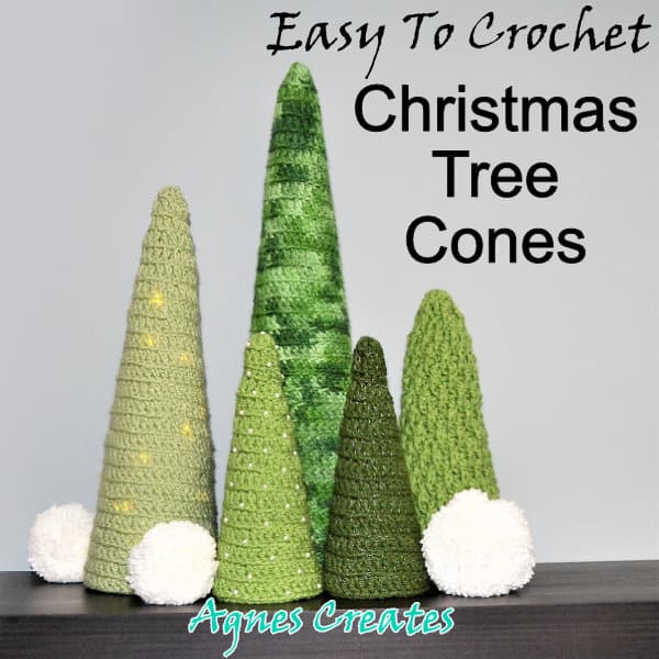 Learn how to crochet Christmas cone tree to decorate your home! Includes free crochet pattern.