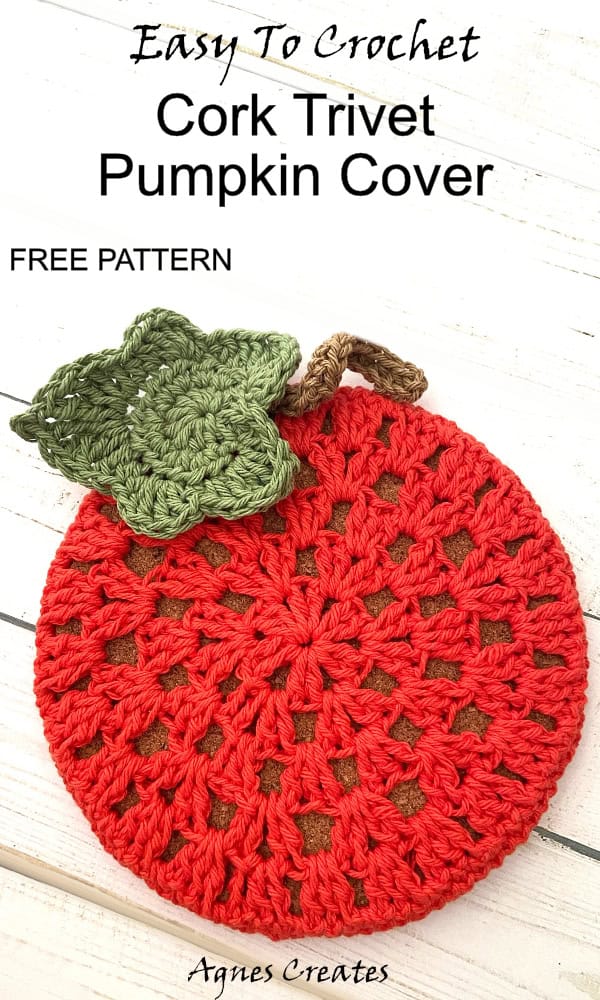 Learn how to crochet granny square pattern in circle! A free cork trivet pumpkin cover crochet pattern included!