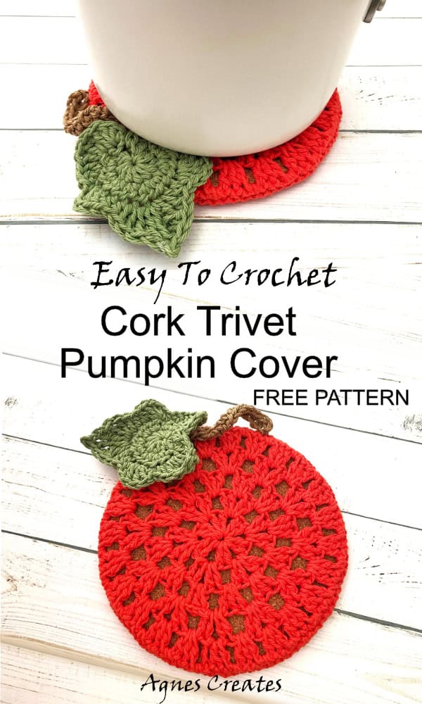 Follow a free cork trivet pumpkin cover crochet pattern! It also makes a nice pumpkin coaster crochet pattern! 