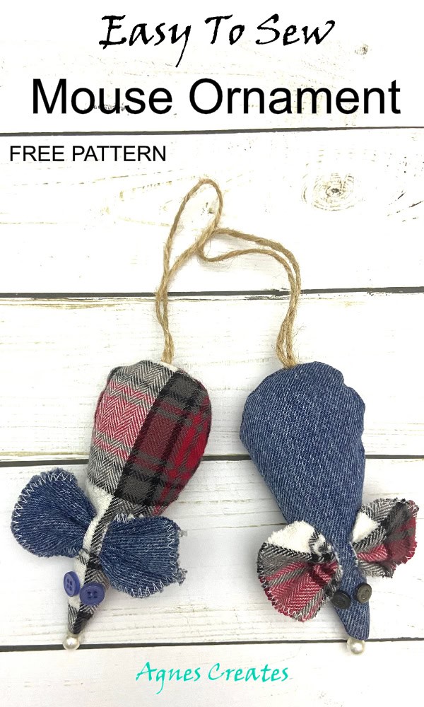 Learn how to sew denim Christmas ornament! Free owl ornamnet sewing pattern included!