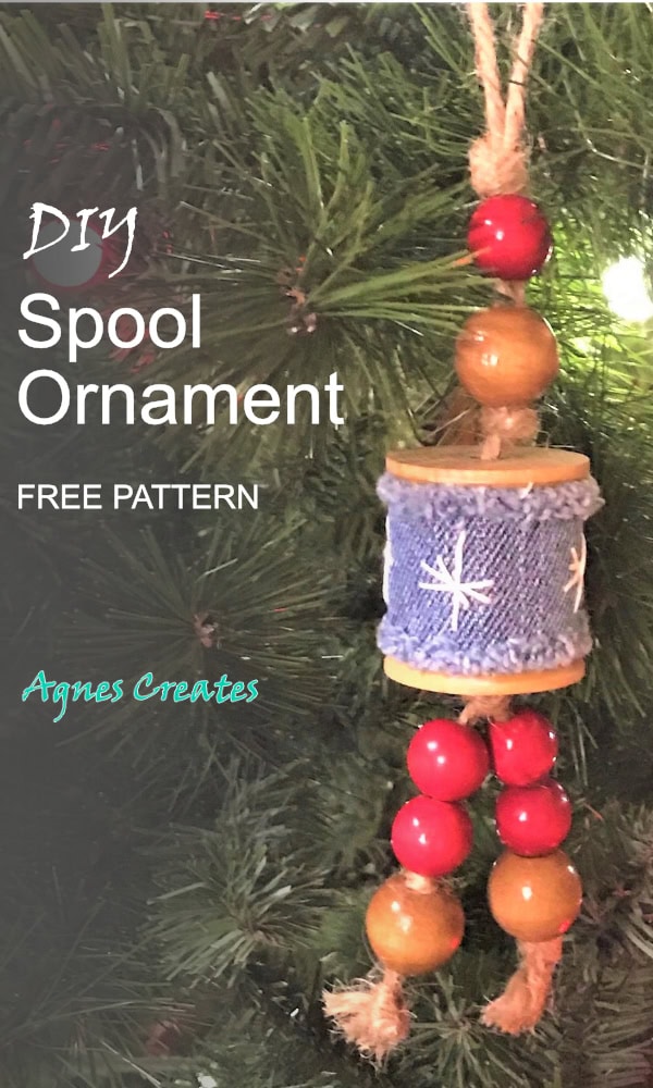 Learn how to make spool Christmas ornament to decorate your tree! Free spool ornament pattern included!