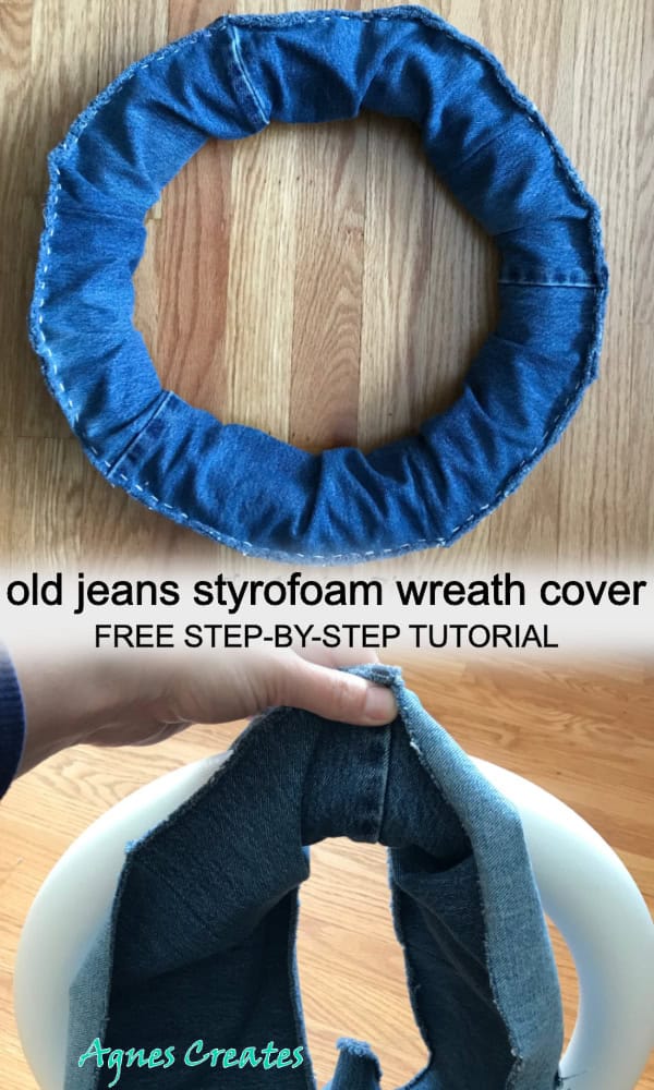 Learn how to make a denim wreath. It's a perfect Valentine's Day DIY decor idea!