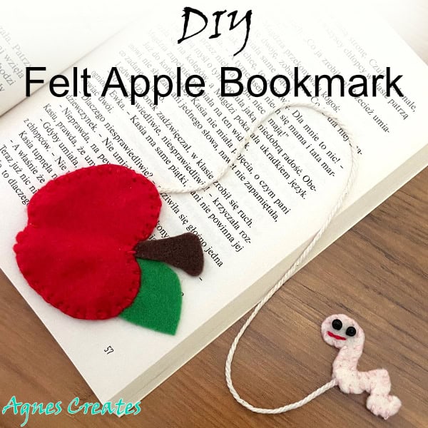 Follow my DIY apple bookmark using felt fabric. It makes perfect handmade gift idea.