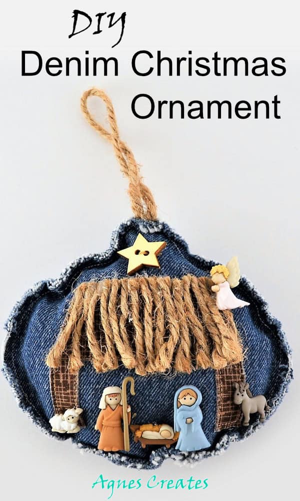 Learn how to make a nativity Christmas ornament! Its an upcylcled diy denim ornament! 