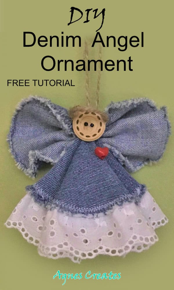 Learn how to make denim angel ornament! Upcycle your old jeans into a denim christmas ornament! Christmas ornament free tutorial!