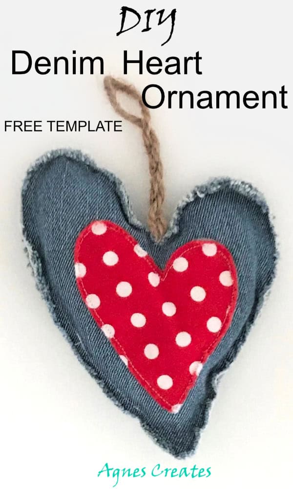 Learn how to make denim heart ornament! Upcycle your old jeans into denim christmas ornament! 