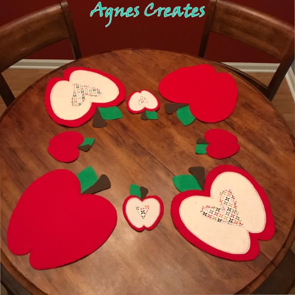 Make felt apple placemats for your kitchen table! Free apple placemats pattern!