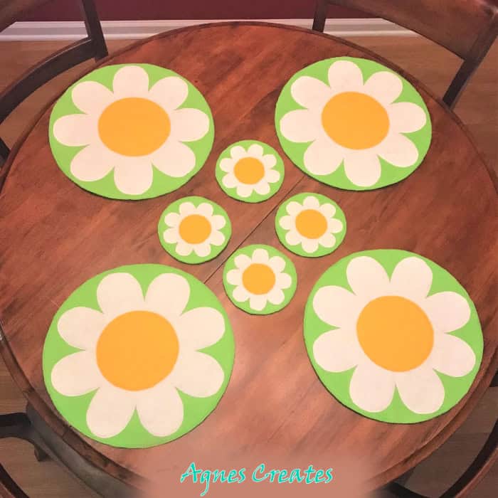 Easy diy felt spring decor idea for your home! Daisy placemat pattern free included!