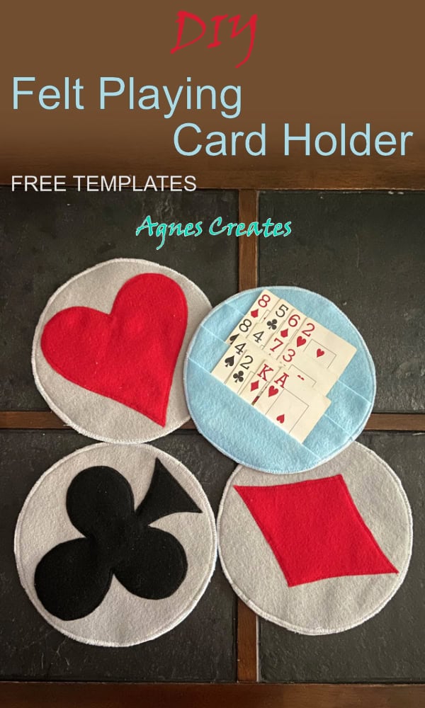 Learn how to make felt playing card holder for family game night! Free playing card symboles template included!