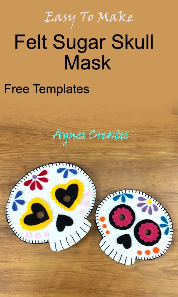 Diy felt sugar skull mask for this Halloween! Includes free templates and step-bt-step tutorial!