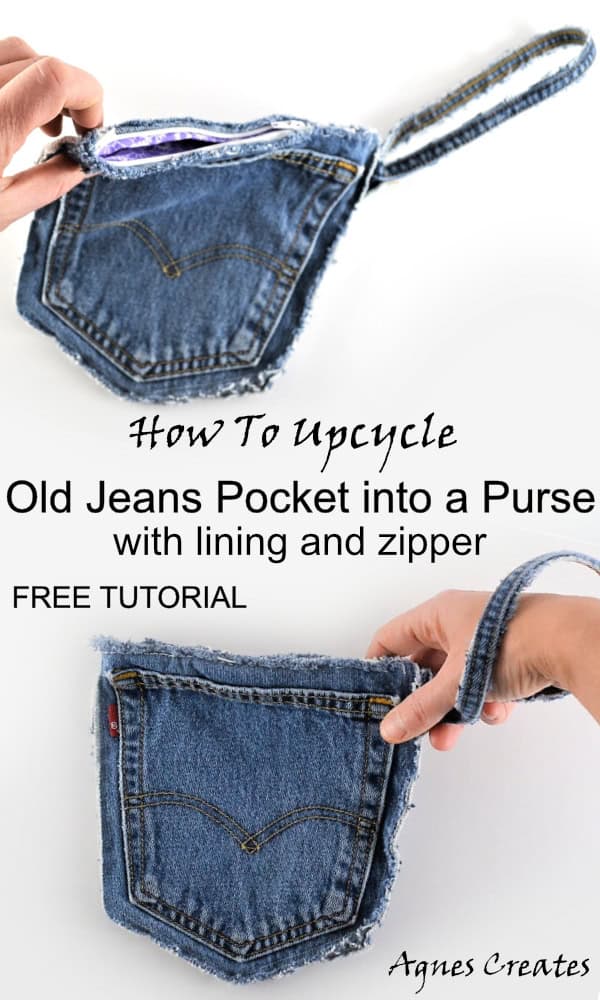 Learn how to DIY an old jeans pocket purse! It makes a great old denim upcycling idea. 