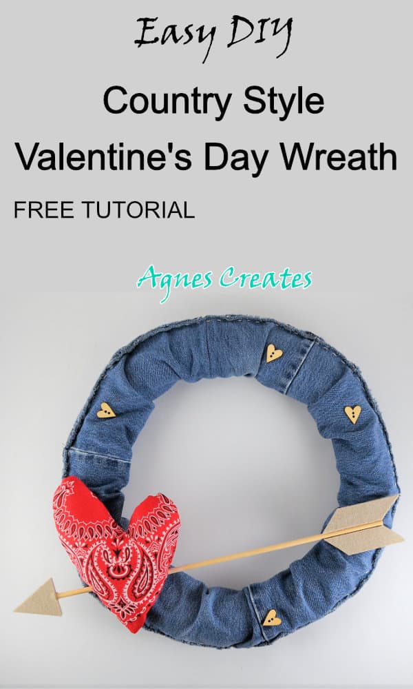 Learn how to upcycle old jeans into a wreath! Make a Valentines Day old yeans decor!