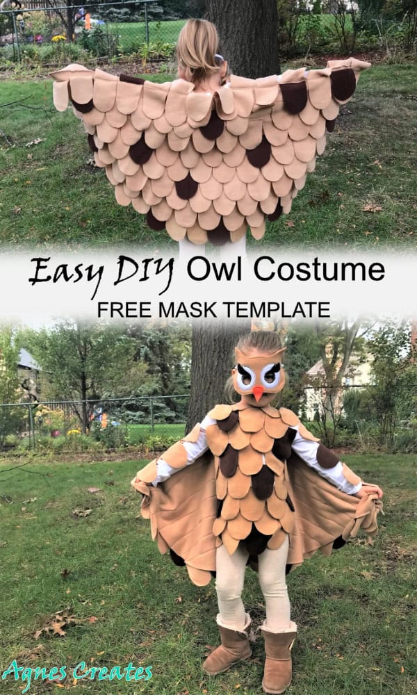 Learn how to sew an owl costume! Free owl mask template and step by step instructions!