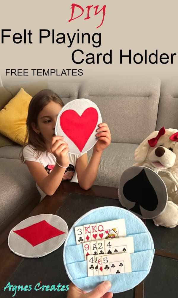 Diy felt playing card holder for family game night! The playing card holders are perfect for everyone having difficulty holding bunch of cards in hands. Free templates included!