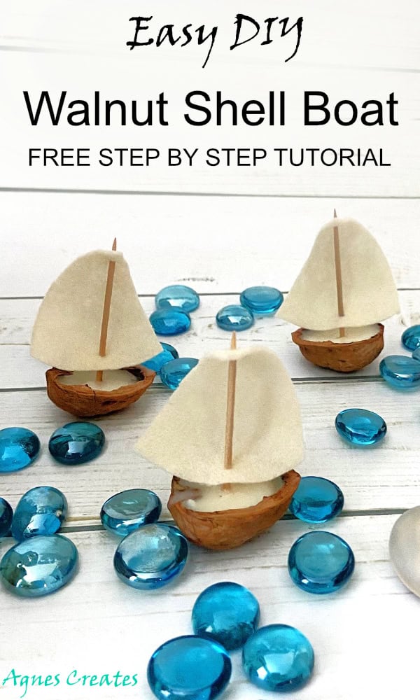 Learn how to make walnut shell sailboat decoration! It is a perfect diy summer decor idea! Free sail template included!