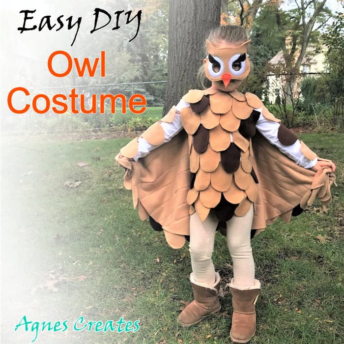 Easy to sew owl costume for any size! Includes free owl face mask template!