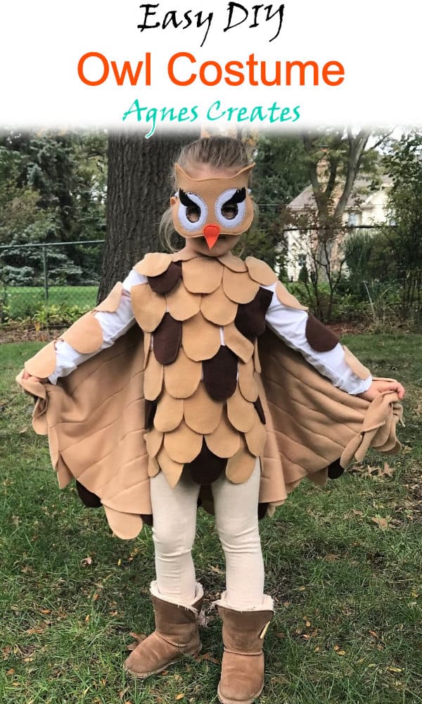 Learn how to diy an easy owl costume for a child and adult! Includes free owl face mask template!