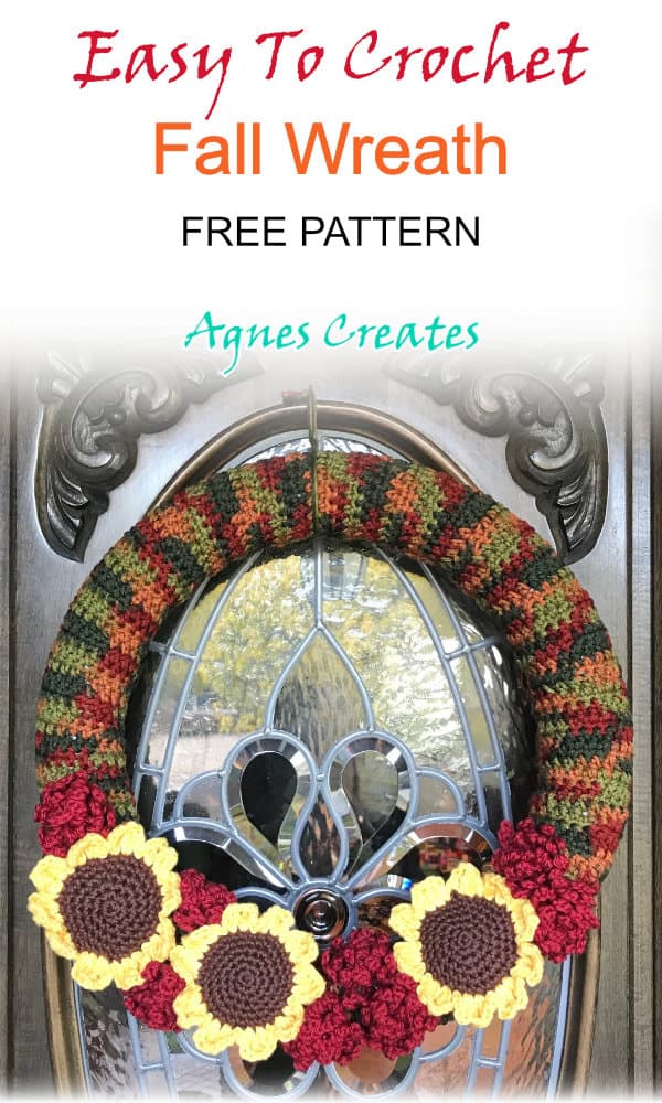 Follow my easy to crochet fall wreath free pattern and learn how to crochet a beautiful fall decor!